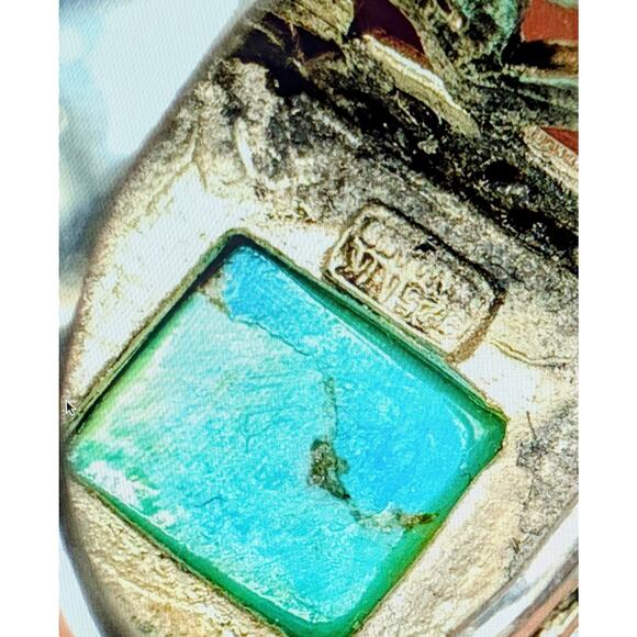 Vintage 925 WK Thailand Sterling Silver & Turquoise Scrollwork Ring-Sz. 8.75 - Picture 7 of 10